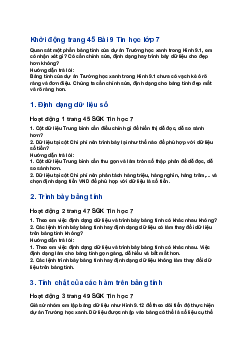 Giải SGK Tin học 7 Bài 10 Công cụ hỗ trợ tính toán| Kết nối tri thức