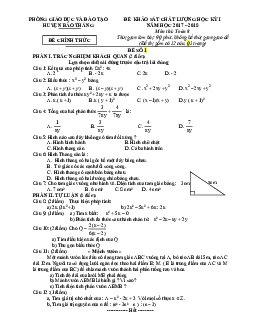 Đề khảo sát chất lượng học kỳ 1 Toán 8 năm học 2017 – 2018 phòng GD và ĐT Bảo Thắng – Lào Cai