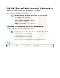 Giải SBT Tiếng Anh 7 Global Success Unit 11 Pronunciation