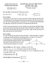 Đề giữa kỳ 1 Toán 9 năm 2024 – 2025 trường THCS Kim Sơn – Hà Nội