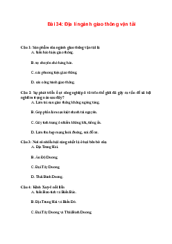 Trắc nghiệm Địa lí 10 Bài 34 Chương 10 | Chân trời sáng tạo