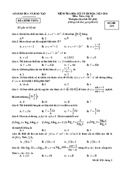 Đề kiểm tra học kỳ 1 Toán 12 năm 2023 – 2024 sở GD&ĐT Bình Dương