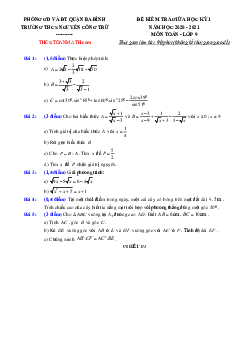 Đề thi giữa kì 1 Toán 9 năm 2020 – 2021 trường THCS Nguyễn Công Trứ – Hà Nội