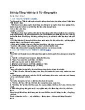 Bài tập Tiếng Việt lớp 5: Từ đồng nghĩa