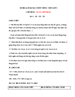 Chủ đề 10: Ngày chủ nhật | Bài 1 | Giáo án Tiếng Việt 1 bộ sách Chân trời sáng tạo