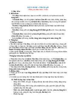 Giáo án KHTN 8 Kết nối tri thức bài 9 Base Thang pH