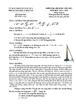 Đề cuối kì 1 Toán 9 năm 2022 – 2023 phòng GD&ĐT Quận 6 – TP HCM