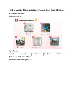 Sách bài tập Tiếng Anh lớp 3 Smart Start Unit 4 Culture