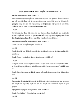 Giải Sinh 10 Bài 12: Truyền tin tế bào | Kết nối tri thức