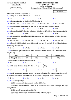 Đề kiểm tra cuối học kì 2 Toán 7 năm 2023 – 2024 sở GD&ĐT Bắc Giang