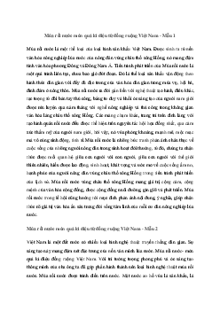 Đoạn văn về chủ đề Múa rối nước món quà kì diệu từ đồng ruộng Việt Nam (4 Mẫu) | Văn mẫu lớp 10 Kết Nối Tri Thức