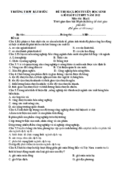 Đề thi KSCL học sinh giỏi Địa 12 THPT Bá Thước 2022-2023 (có đáp án)
