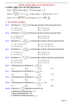 Tóm tắt lý thuyết và bài tập trắc nghiệm đường tiệm cận của đồ thị hàm số Toán 12