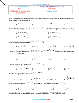 Bộ đề thi quốc gia 2020 môn toán phát triển từ đề minh họa - tập 2