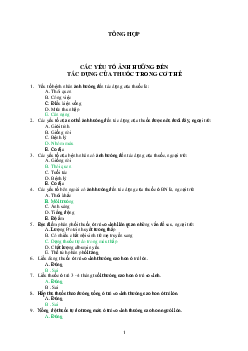 Ngân hàng câu hỏi trắc nghiệm Dược lý 2 (có đáp án)