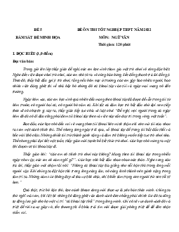 Đề thi thử THPT Quốc gia 2022 môn Ngữ văn bám sát đề minh họa - Đề 5 (có lời giải)