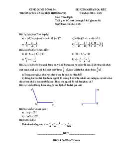 Đề thi giữa kì 2 Toán 6 năm 2020 – 2021 trường Nguyễn Trường Tộ – Hà Nội