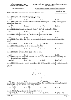 Đề thi thử TN THPT 2024 môn Toán lần 4 trường THPT Kim Liên – Nghệ An