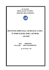 Tiểu luận Phân tích chiến lược sản phẩm của Công ty TNHH Nature Story - Mỹ phẩm Cocoon | Đại học Tài Chính - Marketing