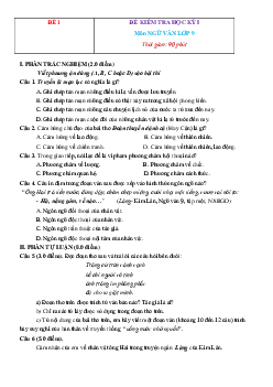 Top 20 Đề thi học kì 1 lớp 9 môn Ngữ văn có đáp án