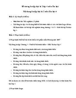 Đề cương ôn tập học kì 2 môn Tin học lớp 4 năm 2022 - 2023
