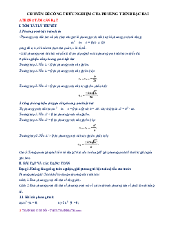 Chuyên đề công thức nghiệm của phương trình bậc hai