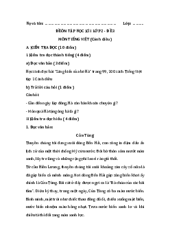 Đề thi học kì 1 lớp 2 môn Tiếng Việt Cánh diều - Đề 3