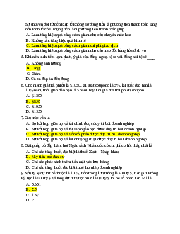 Bộ câu hỏi trắc nghiệm ôn tập học phần Tiền tệ, ngân hàng và thị trường tài chính