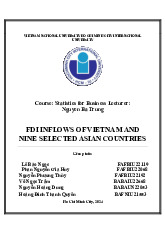 Fdi inflows of Vietnam and nine selected Asian countries | Bài tiểu luận kết thúc học phần Statistics for Business | Trường Đại học Quốc tế, Đại học Quốc gia Thành phố Hồ Chí Minh