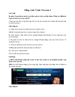 Tiếng Anh 7 Unit 3 Lesson 3