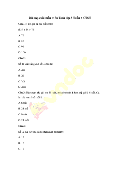 Bài tập cuối tuần Toán lớp 3 Chân trời sáng tạo - Tuần 6