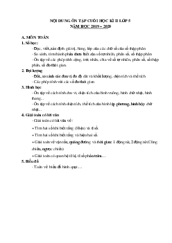 Đề cương ôn tập học kì 2 môn Toán lớp 5 năm học 2019 - 2020