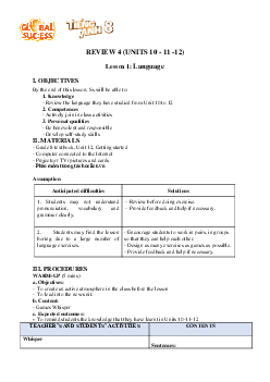 Giáo án Tiếng Anh 8 Review 4 | Global Success