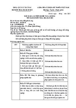 Mẫu báo cáo tiến độ cao học môn Trắc địa bản đồ