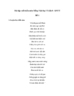 Phiếu bài tập cuối tuần lớp 3 môn Tiếng Việt Kết nối tri thức - Tuần 8