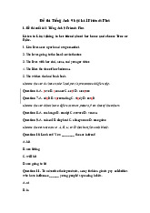 Đề thi học kỳ 1 môn Tiếng Anh lớp 9 năm học 2024 - 2025 | Bộ sách Friends Plus