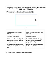 Công thức Tính Diện Tích và Thể Tích Hình Học Tiểu Học