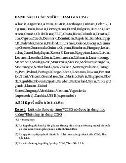 Danh sách các nước tham gia CISG