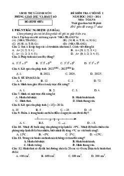 Đề cuối kỳ 1 Toán 6 năm 2023 – 2024 phòng GD&ĐT Kinh Môn – Hải Dương