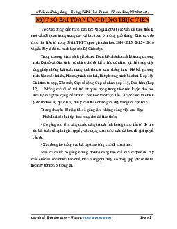 Hướng dẫn giải một số bài toán ứng dụng thực tiễn – Trần Hoàng Long