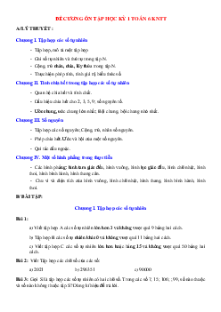 Đề cương ôn tập học kì 1 Toán 6 Kết nối tri thức năm học 2023 - 2024