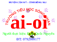 Giáo án điện tử Tiếng việt 1 bài 1 Chân trời sáng tạo: Học vấn: ai, oi