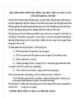 Đề cương cho học viên học và nghiên cứu sinh | môn Triết học Mác -Lênin | Đại học sư phạm Hà nội 
