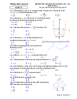 Đề giữa học kì 1 Toán 12 năm 2022 – 2023 trường THPT A Hải Hậu – Nam Định