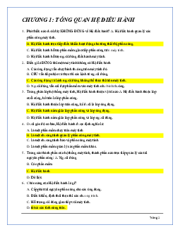 Đề cương câu hỏi trắc nghiệm môn Kiến trúc máy tính nội dung chương 1 - 4 có đáp án