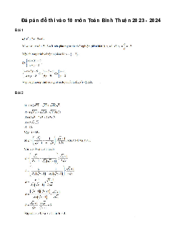 Đề thi vào 10 môn Toán năm 2023 - 2024 sở GD&ĐT Bình Thuận