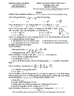 Đề khảo sát Toán 9 lần 3 năm 2020 – 2021 trường THCS Tam Hồng – Vĩnh Phúc