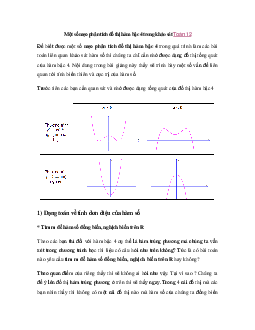 Một số mẹo Toán 12 về phân tích đồ thị hàm bậc 4 trong khảo sát