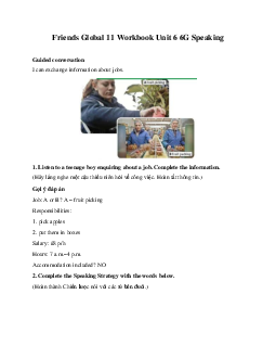 Giải tiếng anh 11 Workbook Unit 6 6G Speaking | Friends Global