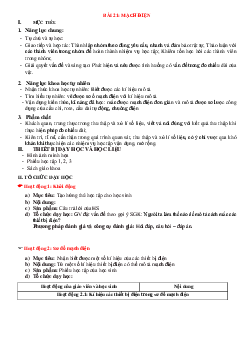 Giáo án Khoa học tự nhiên 8 Bài 21: Mạch điện | Cánh diều